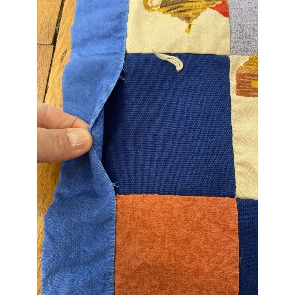 VINTAGE Handmade Patchwork Quilt Blanket Boho Hippie Cottage 70X 50 READ Flaw